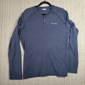 Columbia Shirt Mens Medium Blue Long Sleeve Henley Performance Pullover Outdoors